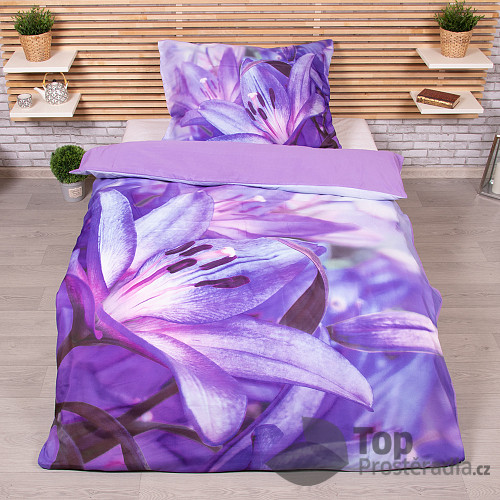 3D povlečení 140x200+70x90 Purple lily