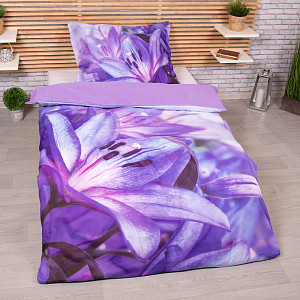 3D povlečení 140x200+70x90 Purple lily