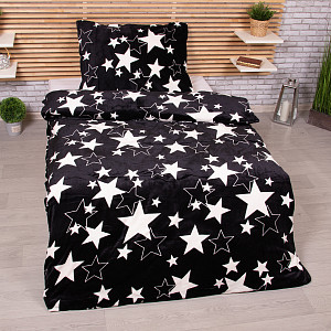 Mikroplyšové povlečení Premium 140x200+70x90 Stars black