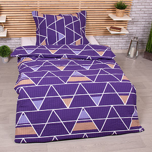 Krepové povlečení 140x200+70x90 - Pyramidy fialové