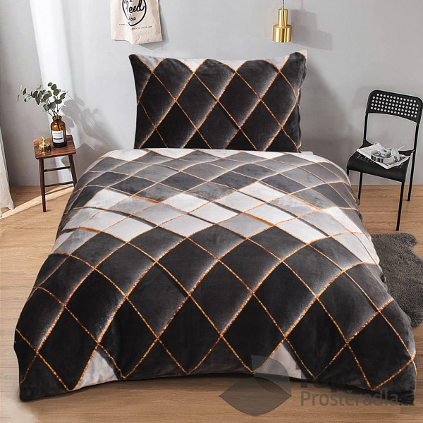 Povlečení mikroflanel 140x200 + 70x90 – Káry šedočerné