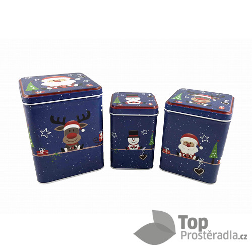 Sada kovových krabiček 3ks - Santa Klaus