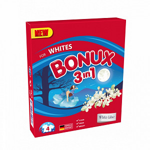 Bonux 3v1 prací prášek 4 dávky Whites 0,3 kg White Lilac