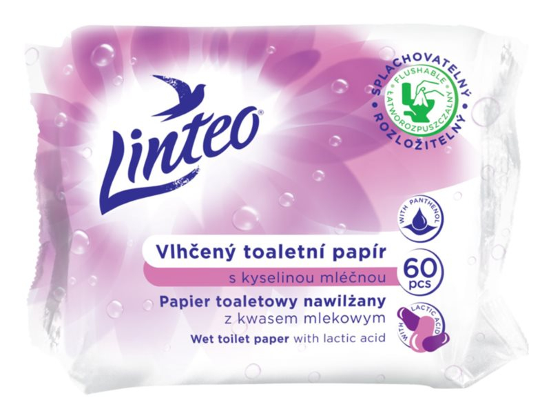 Fotografie Linteo Vlhčený toaletní papír s kyselinou mléčnou 60 ks