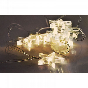Solight LED vánoční řetěz, hvězdy, 1,5m, 10 LED, 2 x AA, žluté světlo