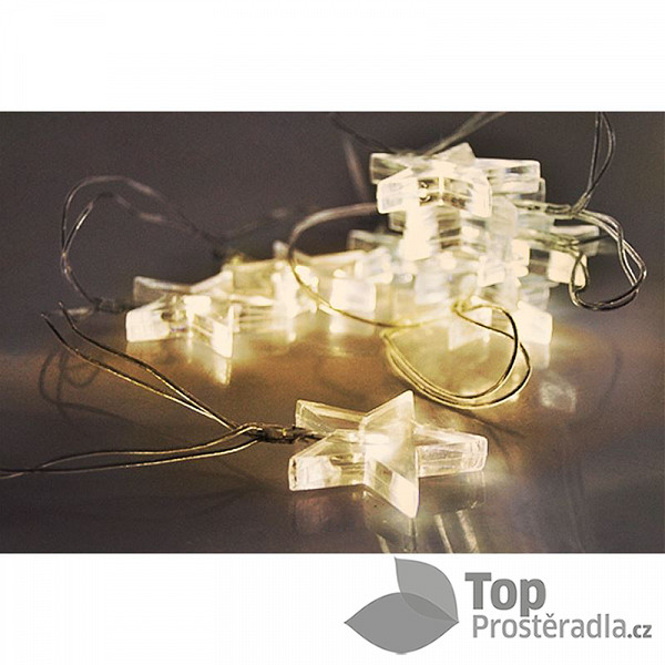 Solight LED vánoční řetěz, hvězdy, 1,5m, 10 LED, 2 x AA, žluté světlo