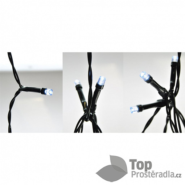 Solight LED vánoční řetěz, 3m, 20xLED, 3x AA, bílé světlo, zelený kabel 2