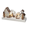 Solight LED vánoční vesnička, 34x17cm, dřevo, 4 LED, 2x AA