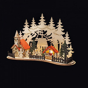 Solight LED vánoční městečko s kostelem, 30x19cm, 2x AAA
