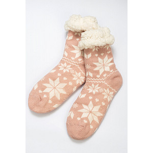 Zimní ponožky sněhové vločky - Růžová