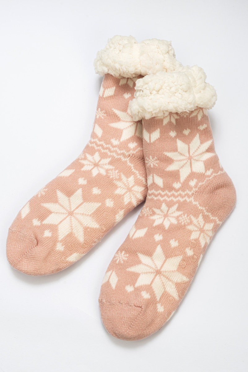 TP Zimní ponožky sněhové vločky - Růžová