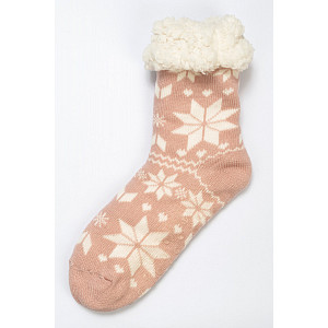 Zimní ponožky sněhové vločky - Růžová