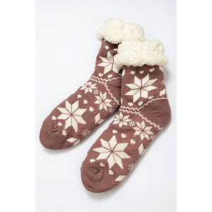 Zimní ponožky sněhové vločky - Fialová