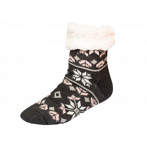 Zimní ponožky - šedá/růžová