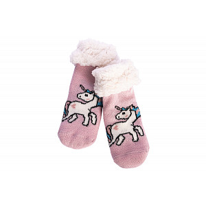 Dětské zateplené ponožky Jednorožec - Růžová
