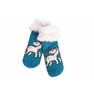 Dětské zateplené ponožky Jednorožec - Modrá