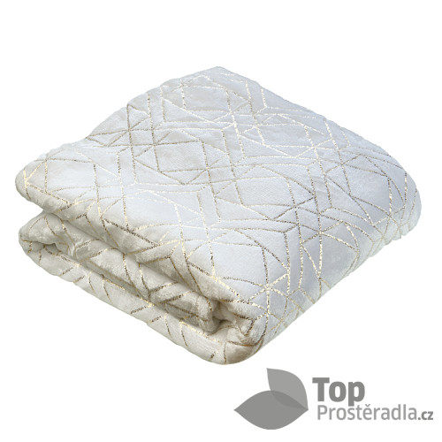 Mikroflanelová deka Premium se zlatým vzorem 150x200 - Bílá