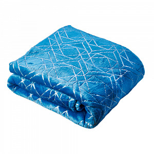 Mikroflanelová deka Premium se zlatým vzorem 150x200 - Modrá