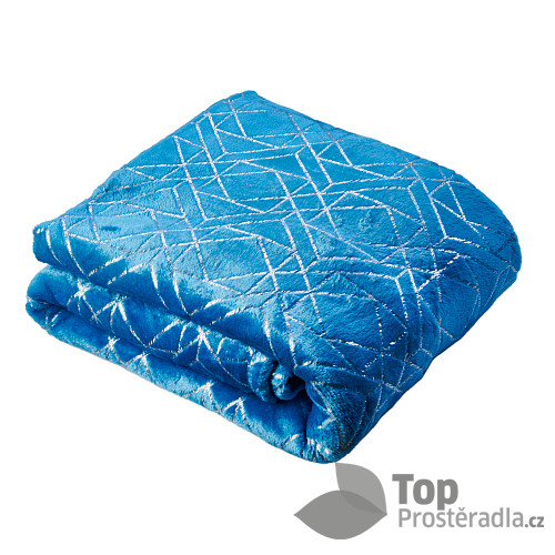 Mikroflanelová deka Premium se zlatým vzorem 150x200 - Modrá