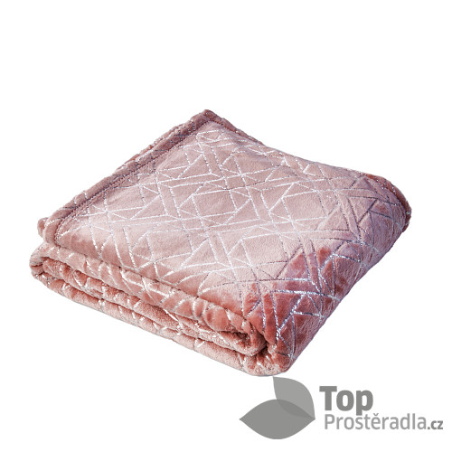 Mikroflanelová deka Premium se zlatým vzorem 150x200 - Růžová