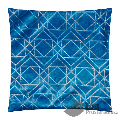 Povlak na polštářek mikroflanel se zlatým vzorem 40x40 - Modrý