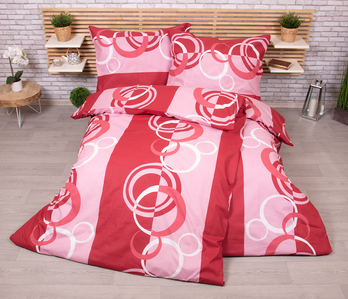 TP Zvýhodněná sada bavlněného povlečení Exclusive na dvě lůžka 140x200+70x90 - Antonie červenorůžová