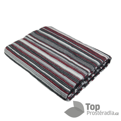 Multifunkční přehoz 150x200 Stripes - vínový/šedý
