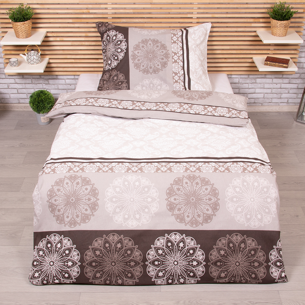 TP Bavlněné povlečení Deluxe 140x200+70x90 Mandala hnědá