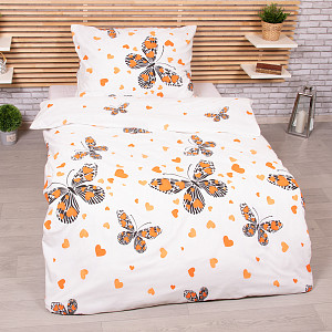Bavlněné povlečení 140x200+70x90 - Motýl oranžový