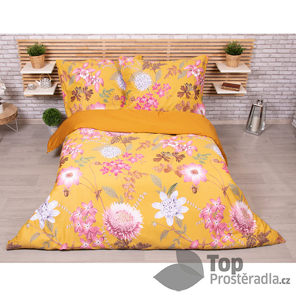 Povlečení bavlněný satén HIP DeLuxe 200x200+2x70x90 Sofie žlutá