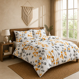 Prodloužené bavlněné povlečení Deluxe 140x220+70x90 Zlaté liány