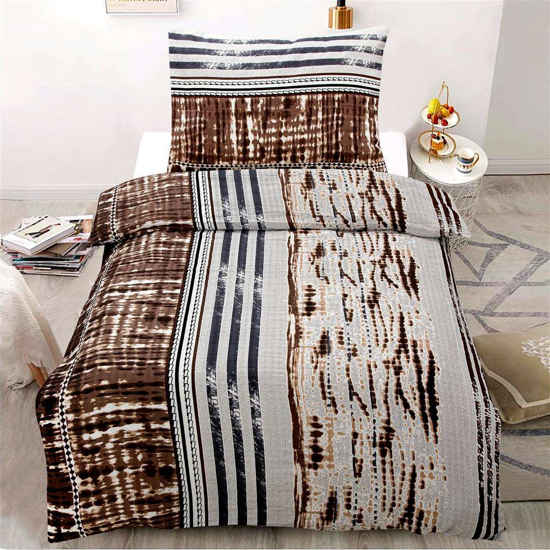 TP Krepové povlečení ECONOMY 140x200+70x90 - Toki hnědé