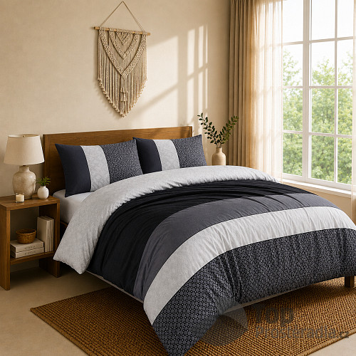 Prodloužené bavlněné povlečení 140x220+70x90 Černá elegance