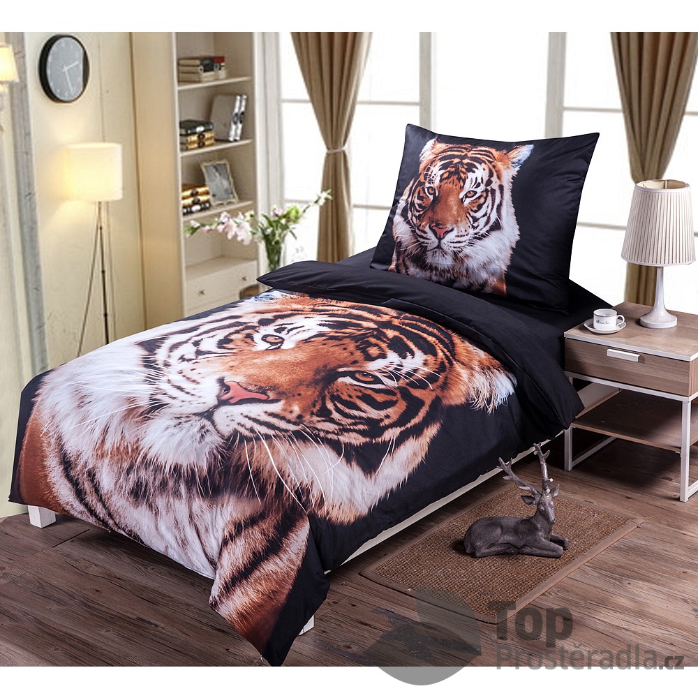 3D povlečení 140x200 + 70x90 - Black tiger