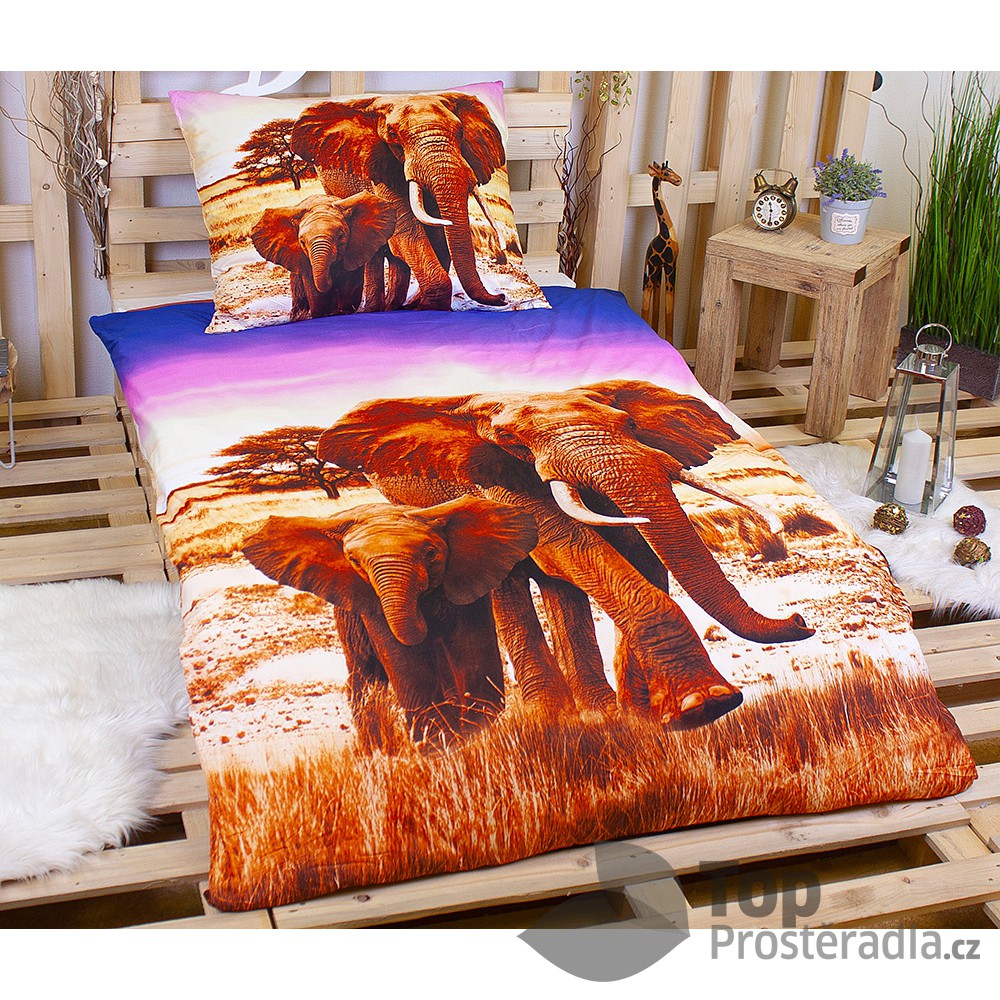3D povlečení 140x200 + 70x90 - Slon