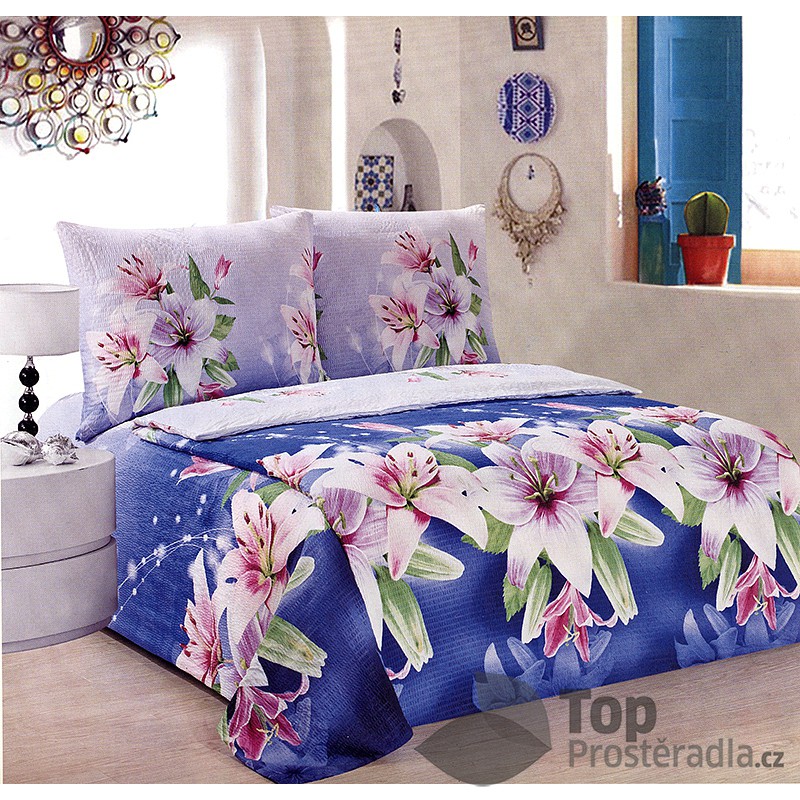 TOP Francouzské povlečení 220x200 + 2x70x90 Lilie Mikrokrep