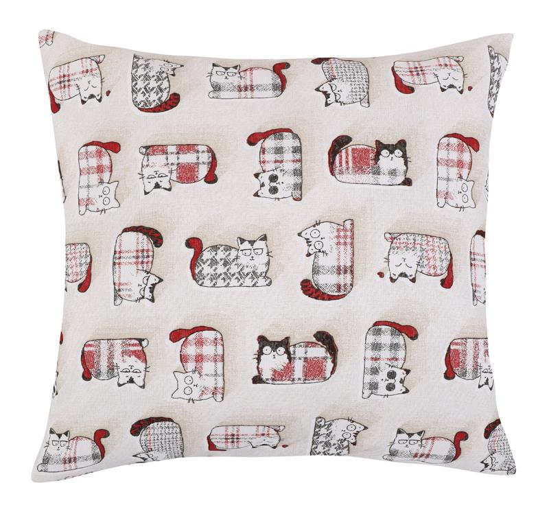 Bavlněný povlak na polštář EMA 45x45 - Červená kočka