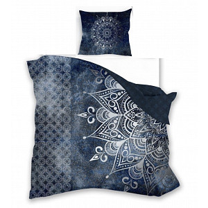 Povlečení bavlněný satén PURE DeLuxe 140x200+70x90 Blue mandala