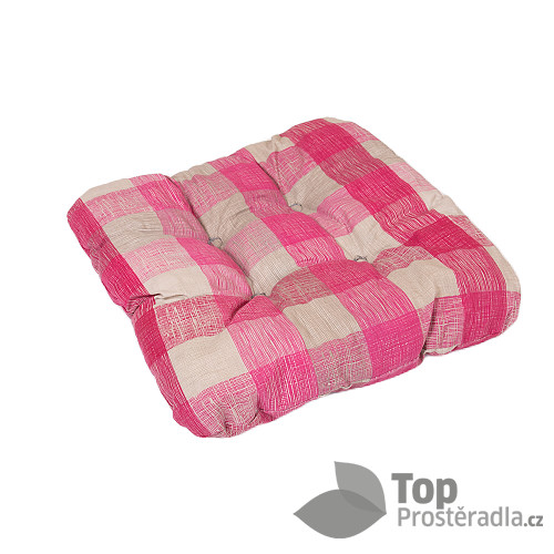 Sedák s provázky 40x40 Vínovo-šedá kostka