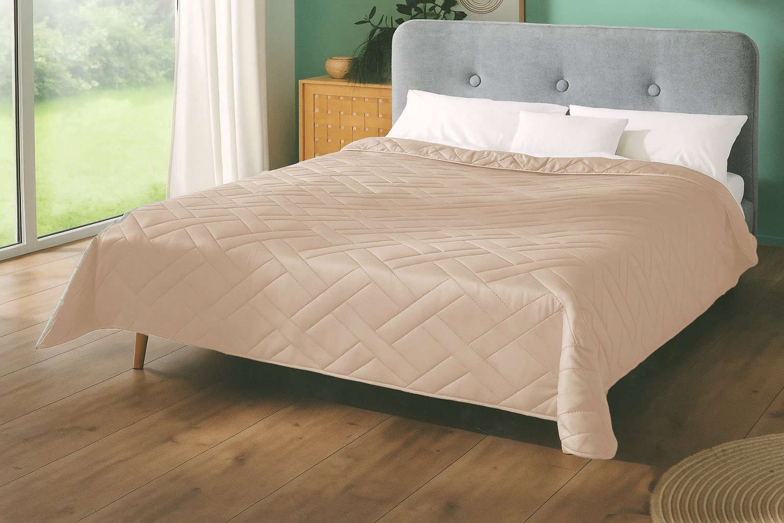 TOP Dekorační přehoz se vzorem CROSS 220x240 Béžový