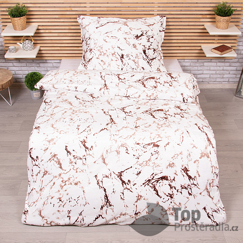 Mikroplyšové povlečení Premium 140x200+70x90 Mramor hnědý