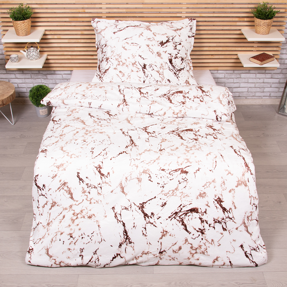 TOP Mikroplyšové povlečení Premium 140x200+70x90 - Mramor hnědý