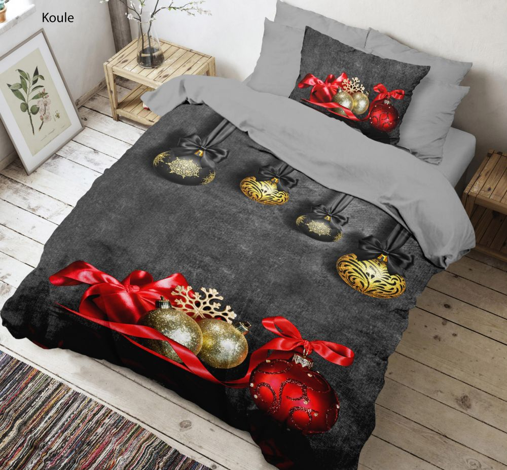 Bavlněné 3D bavlněné povlečení 140x200+70x90 Vánoční kouličky