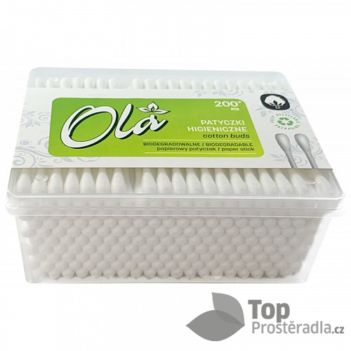 Papírové vatové tyčinky 100% natural Ola 200 ks v boxu