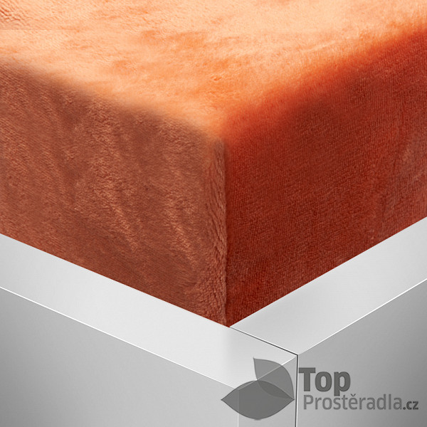 Oboustranné Mikroplyšové prostěradlo DeLuxe 90x200 – Cihlová