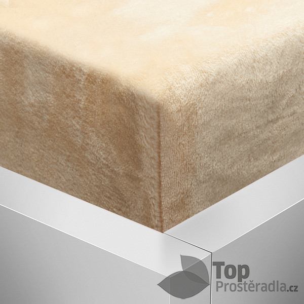 Oboustranné Mikroplyšové prostěradlo DeLuxe 180x200 – Béžová