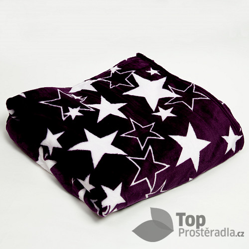Deka mikroflanel 150x200 Purpurové hvězdičky