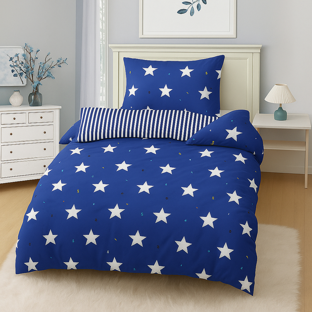 TP Hebké povlečení 140x200+70x90 Námořnické hvězdy
