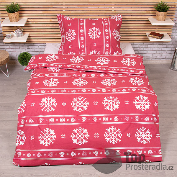 Luxusní Bavlněné povlečení 140x200+70x90 Vánoční červené