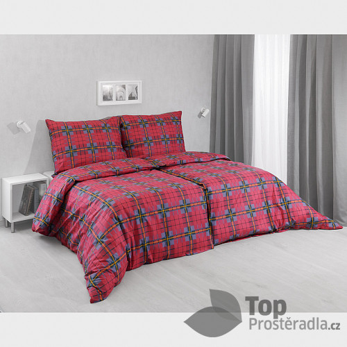Luxusní Bavlněné povlečení 140x200+70x90 Vánoční čtverce